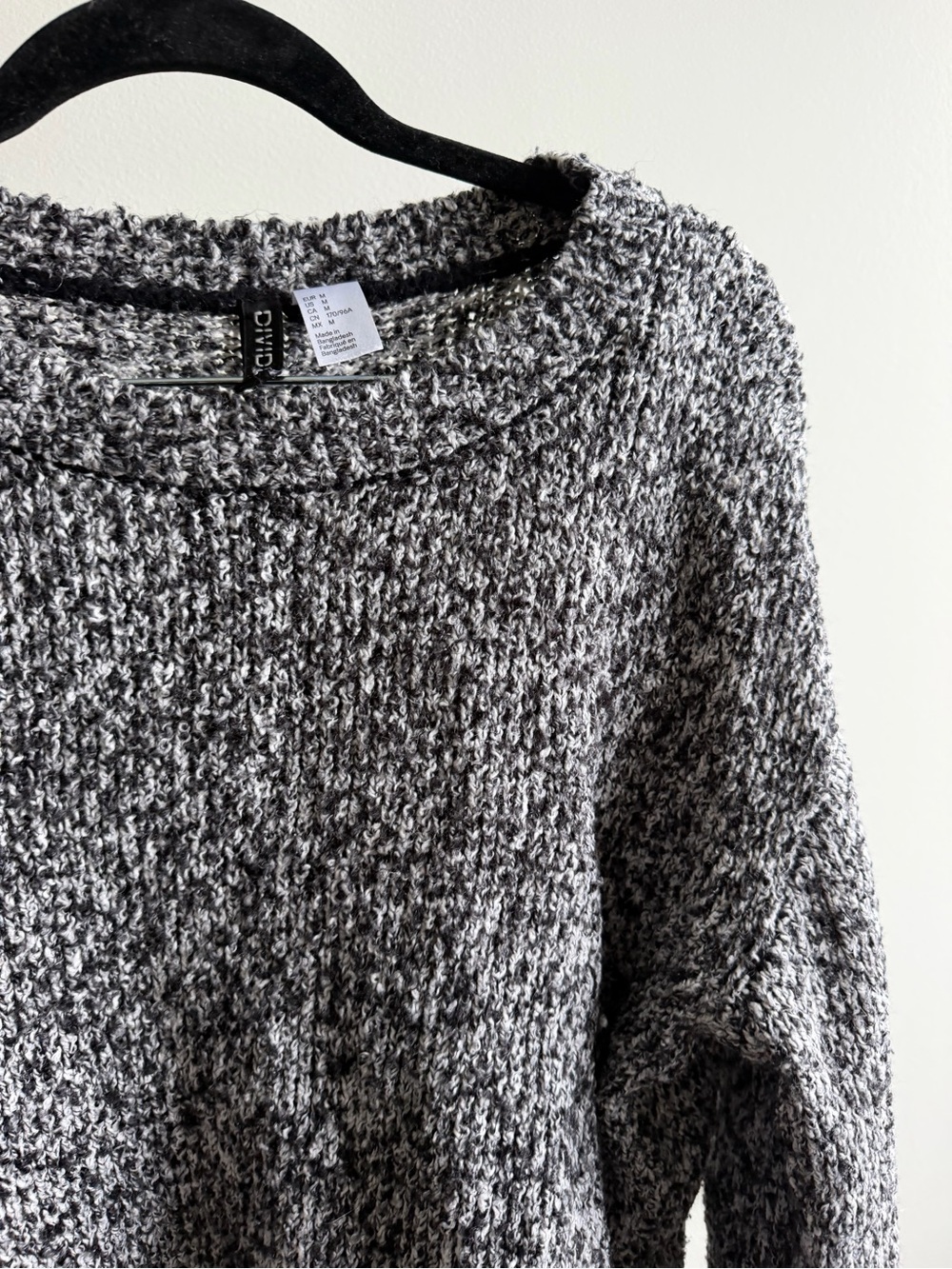 H&M Divided Black & White Marled Chunky Knit Oversized Sweater Size M - Picture 4 of 10